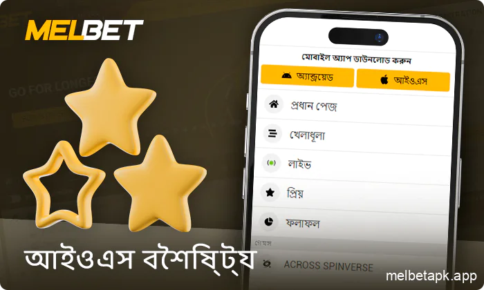 আইওএস অ্যাপ্লিকেশনে বুকমেকার Melbet এর বৈশিষ্ট্য